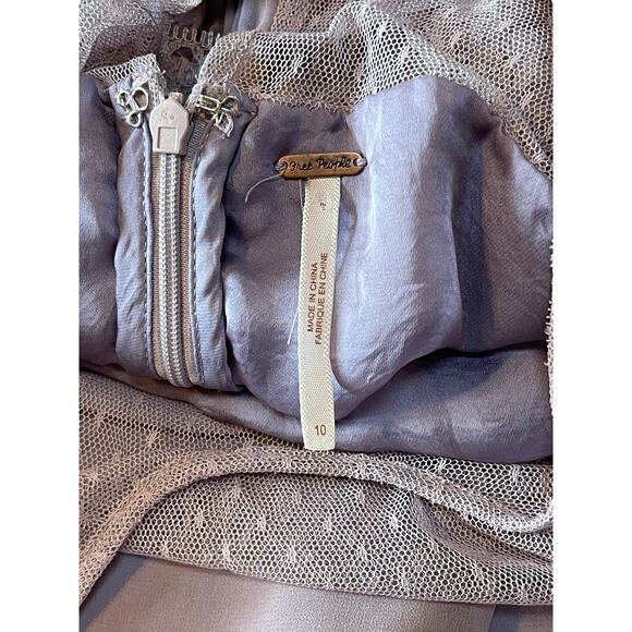 Womens Free People Sheer Lace Lavender Mini Dress Keyhole Size 10 - Picture 11 of 11